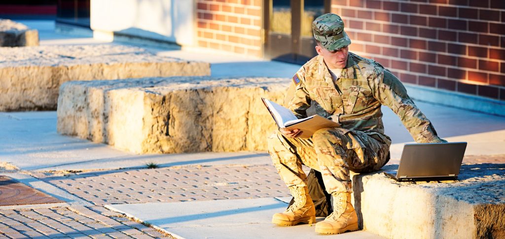 Active Military Soldier using Laptop