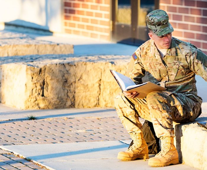 Active Military Soldier using Laptop