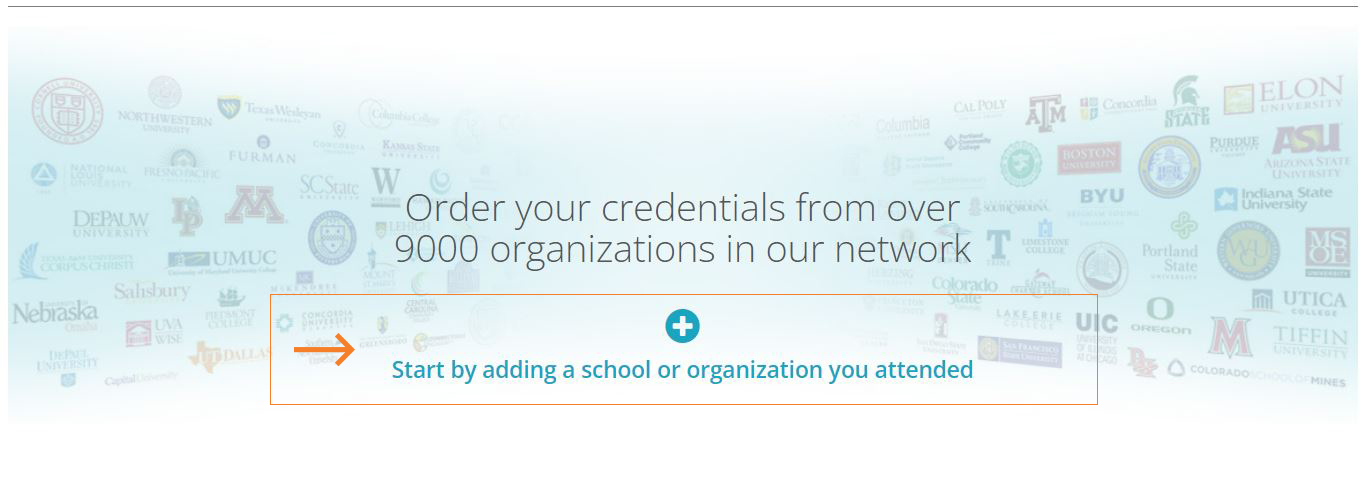 Screenshot showing link to add organization
