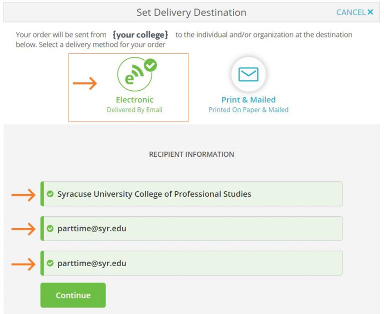 How to Send Transcripts to Syracuse University’s College of