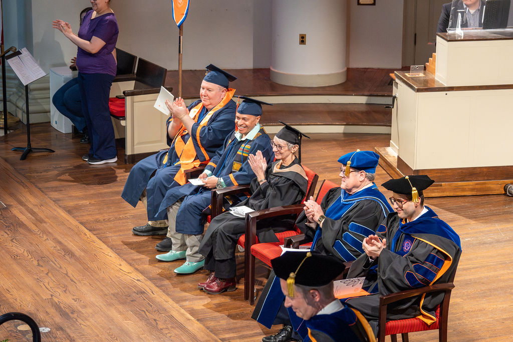Shayne Turo speaks at the 2026 College of Professional Studies convocation.